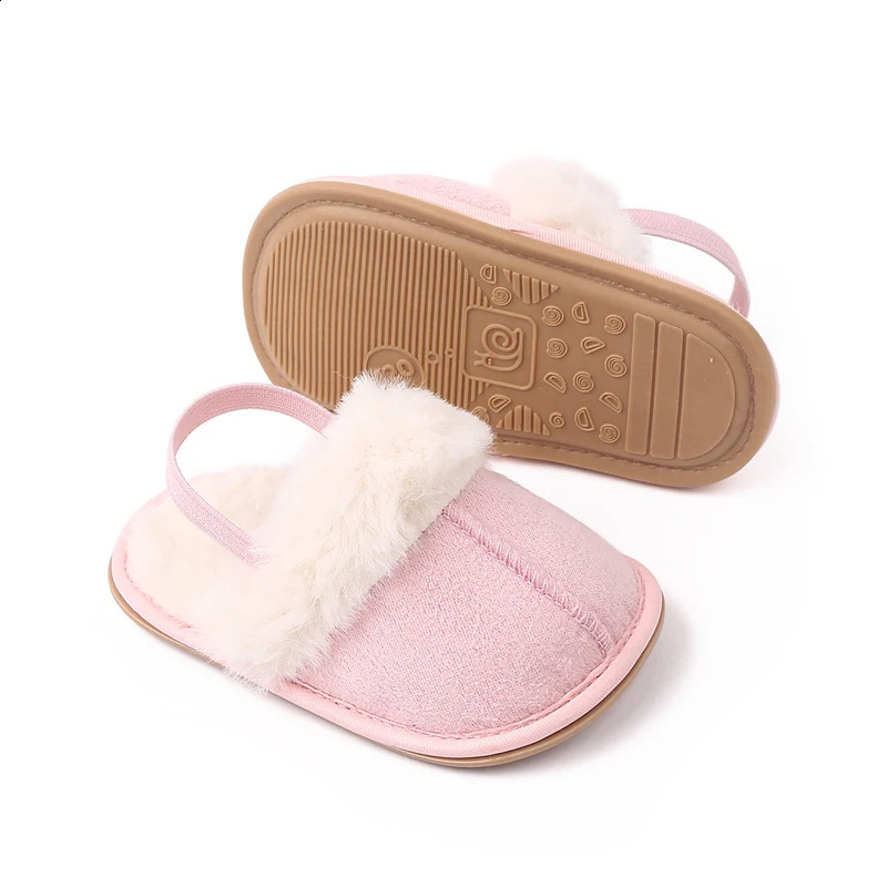Fluffy Baby Slides Slippers Soft Plush Warm Non Slip House Shoes for Toddlers Boys Girls Winter Indoor Outdoor 241223