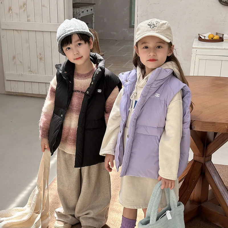 Korean Winter Toddler Boy Waistcoat Turtleneck Thick Warm Children Boy Vest Loose Casual Infant Baby Boy Sleeveless Down Jackets 241223