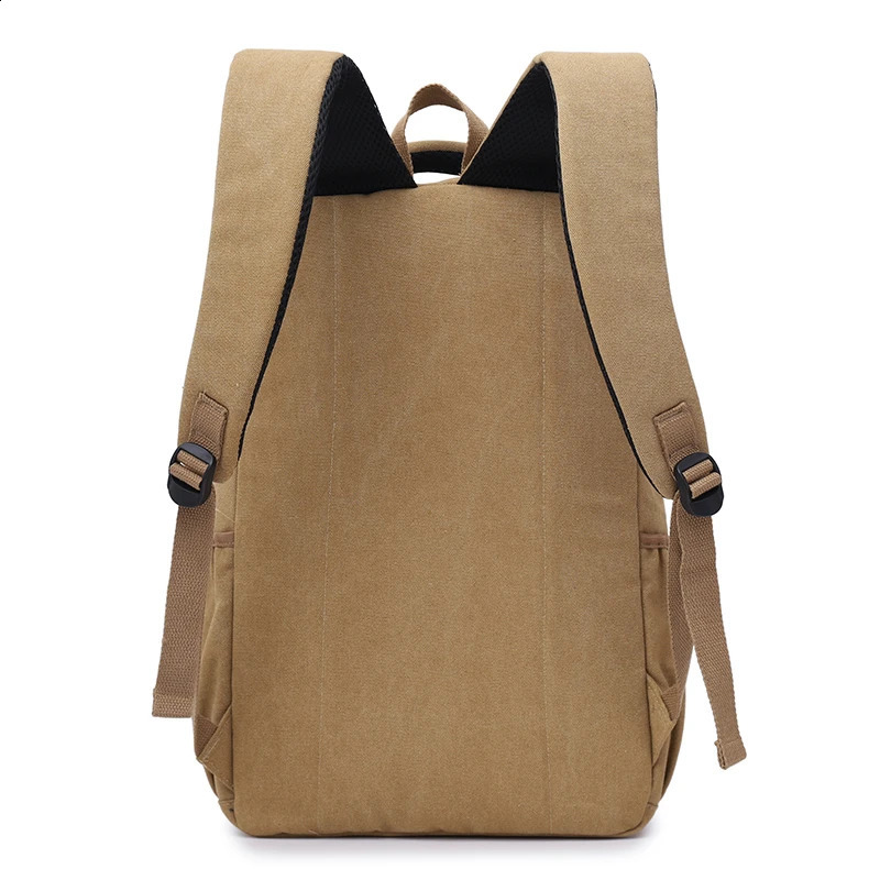 Canvas Backpack For Men Outdoor Camping Knapsack Male Youth Khaki Waterproof Travel Backpacks Daily Work Pack Army Green Gray 241224