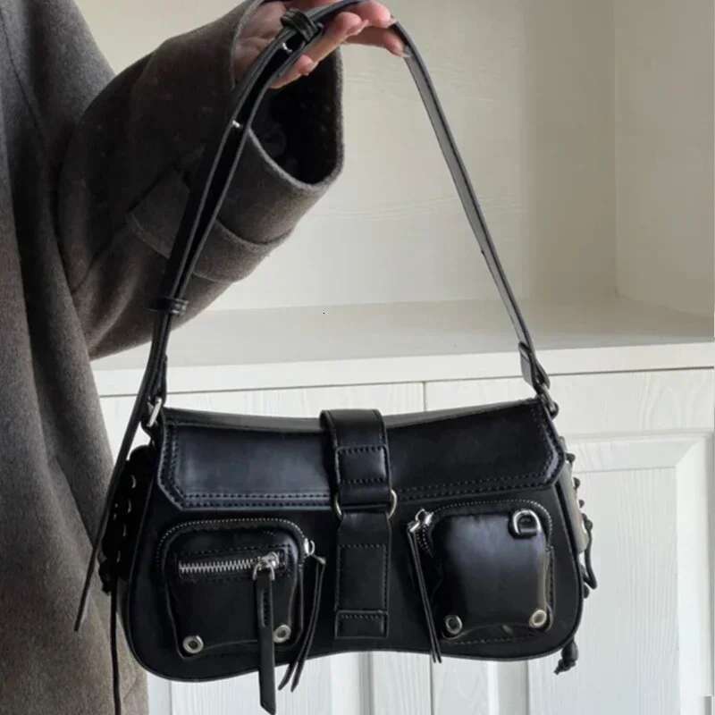 Women's Bags Handbag Y2k Korean Women Haruku Vintage Gothic Black Hand Bag Aesthetic Elegant Punk Wallet Purse Handbags Shoulder Trend Tote Bags