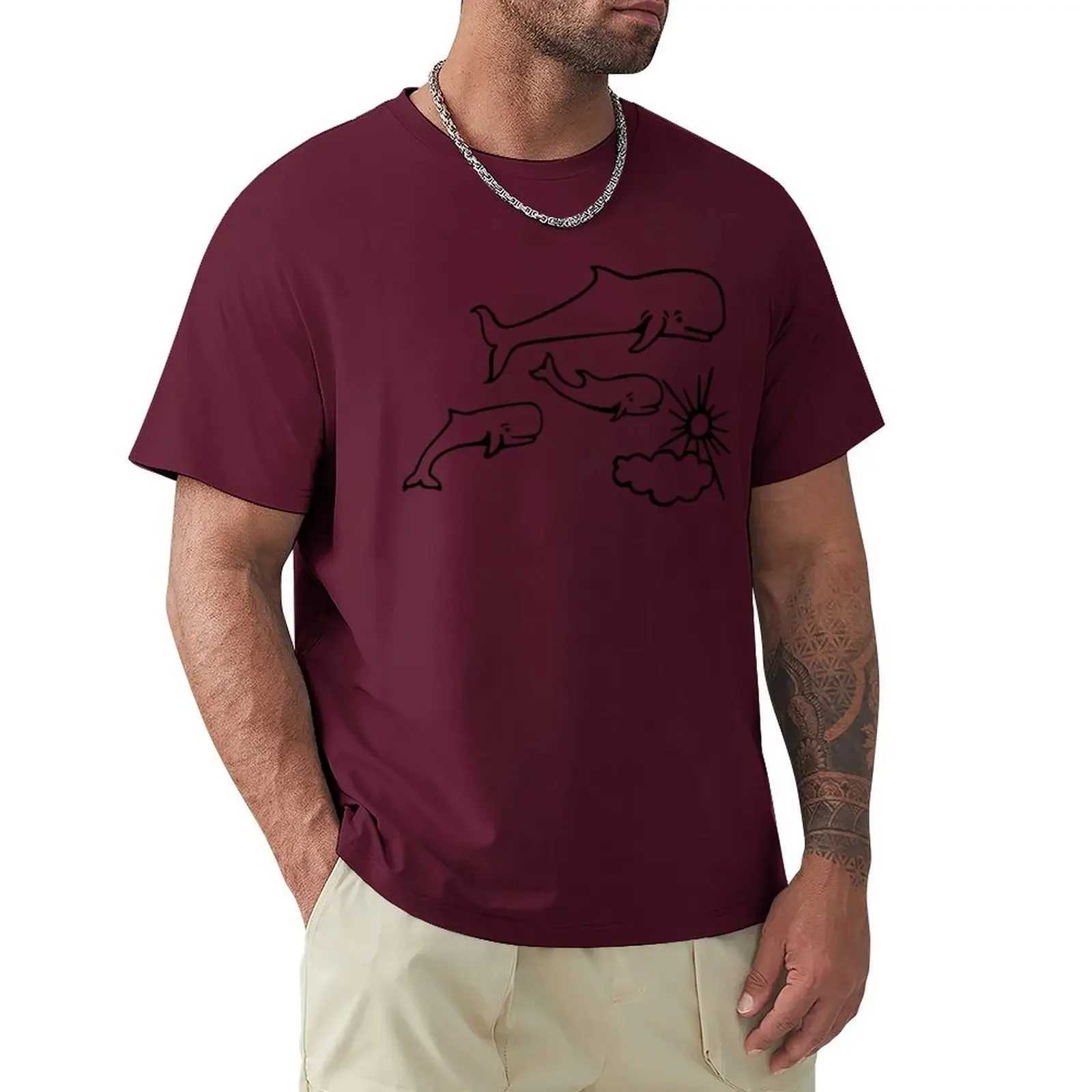 Whale and Sun Tattoo Retro T-shirt Flat Shoes Designed by Robe de Extremudoro Customized Design for Your Own Heavyweight Mens Clothing W241223
