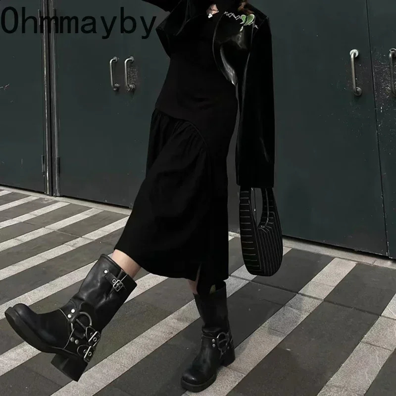 Winter platform denim boots womens shoes fashionable and smooth heel Bota womens retro modern boots 241223