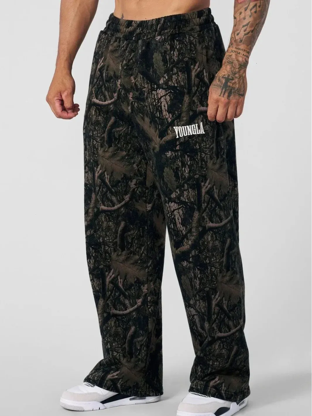Fashion Casual Pants Digital Camo Printed Straight Leg Pants Sports Loose Wide Leg Pants