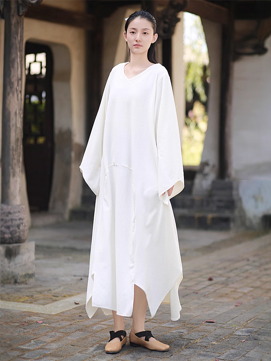TB79487 Loose Ori Velvet Dress Long Splicing Design Dress Winter