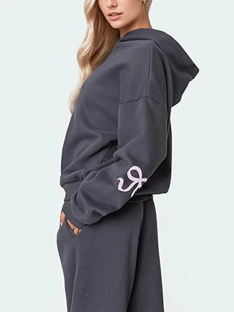 Yangelo Y2K Womens Oversized Bow Printed Hoodie Sweater Long Sleeve Zipper Hoodie Street Clothing Top 241224