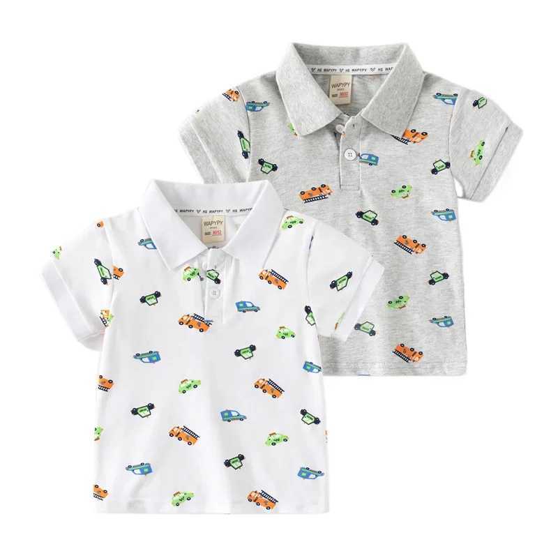 Childrens short sleeved T-shirt for new summer loose fitting polo shirt for boys printed with breathable cotton suitable for ages 3-8 W241223