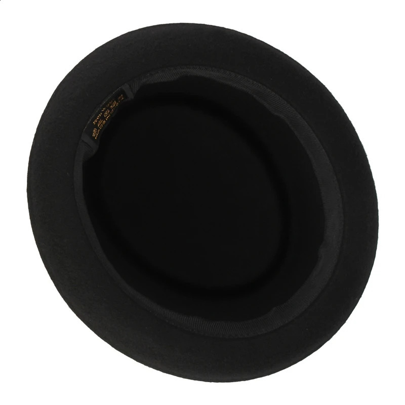 100% Wool Pork Pie Fedora Hat for Women Men Autumn Winter Felt Curved Brim Porkpie 241220