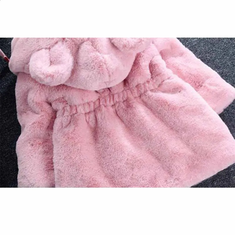 Girls Thickened Coat Baby Warm Solid Color Hooded Jacket Autumn Winter Children Plush Casual Comfortable Outerwear 2-8 Years 241223