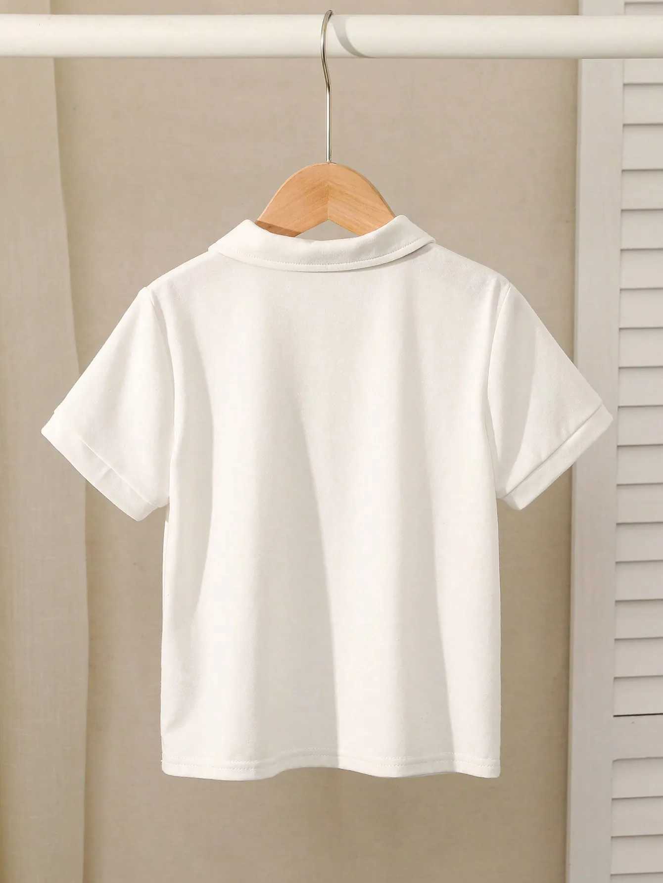 Childrens solid color polo shirt boys handmade fashionable sports T-shirt girls lapel casual comfortable half sleeve W241223