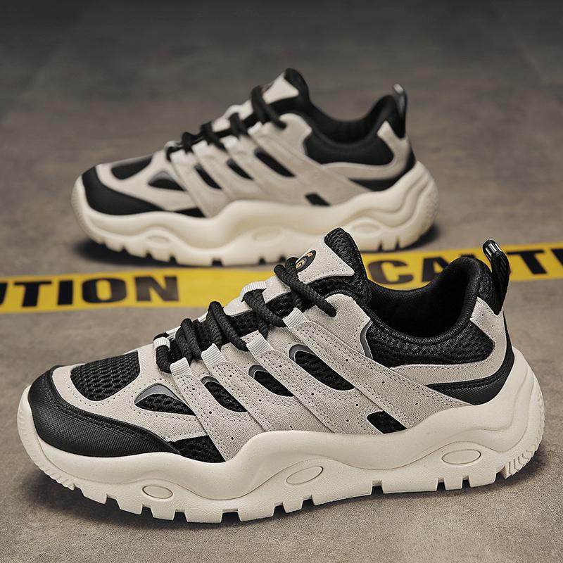 Men Sports Shoes Fashion Simple Style Breathable Chunky Shoes Anti-slip Triple Black Beige Free shipping