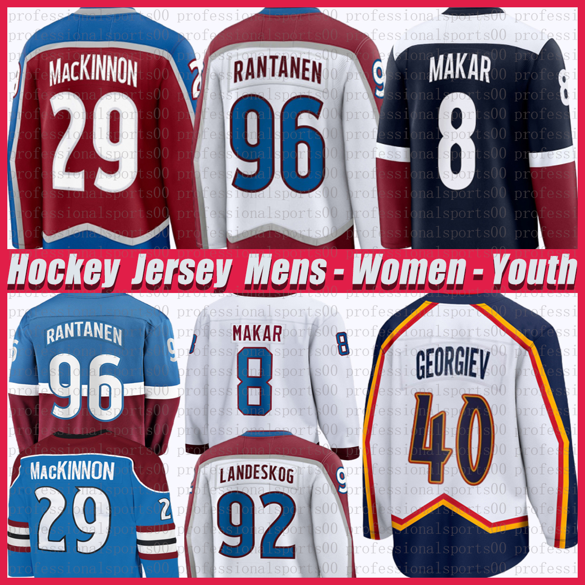 29 Nathan MacKinnon colorados hockey jersey avalanche jersey Mikko Rantanen Cale Makar Gabriel Landeskog Alexandars Georgiev Josh Manson Devon Toews jerseys