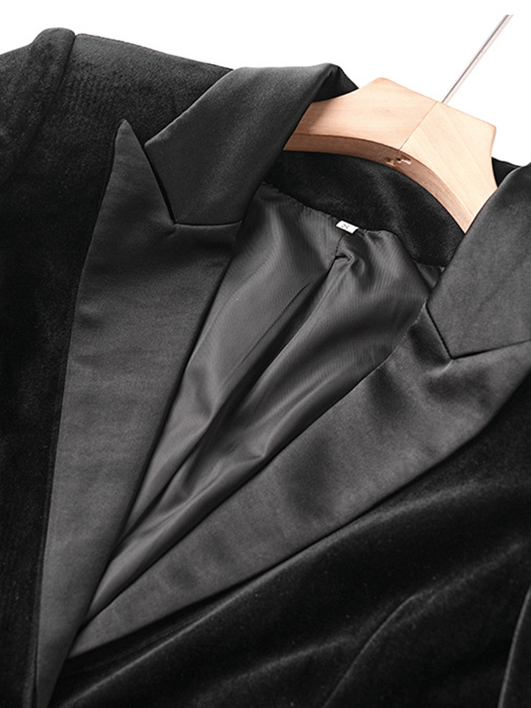 DEAT Fashion Veet Blazer Women's Notched Collar Feather Long Sleeves Single Button Suit Jackets Autumn Spring 2025 New 7Ab6507
