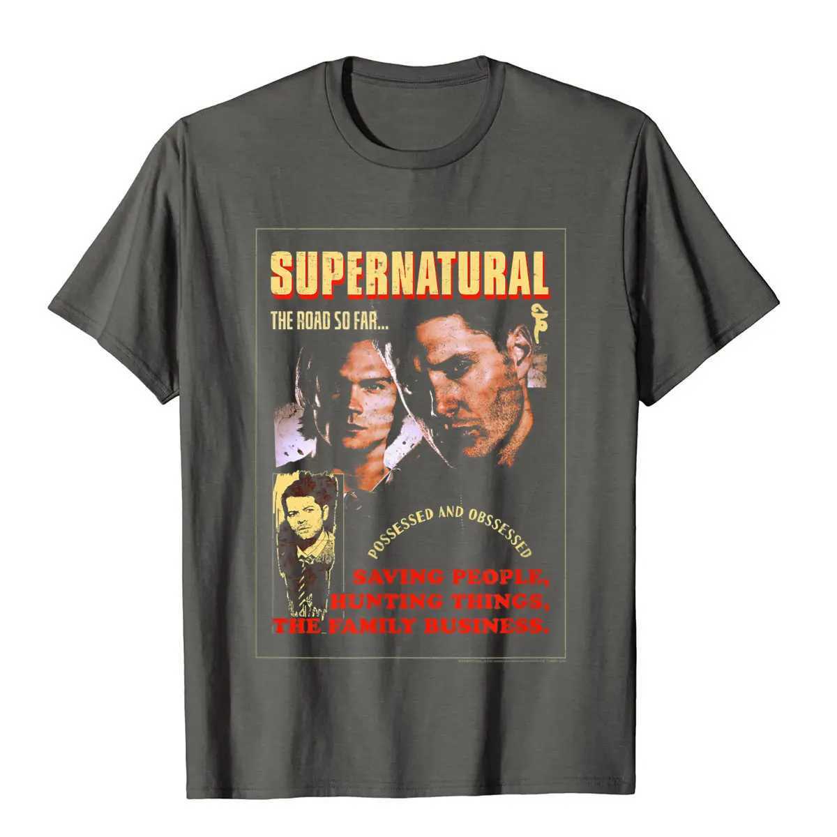 Supernatural Sam Dean Road Poster T-shirt So Far Summer Mens Pure Cotton T-shirt Casual W241223