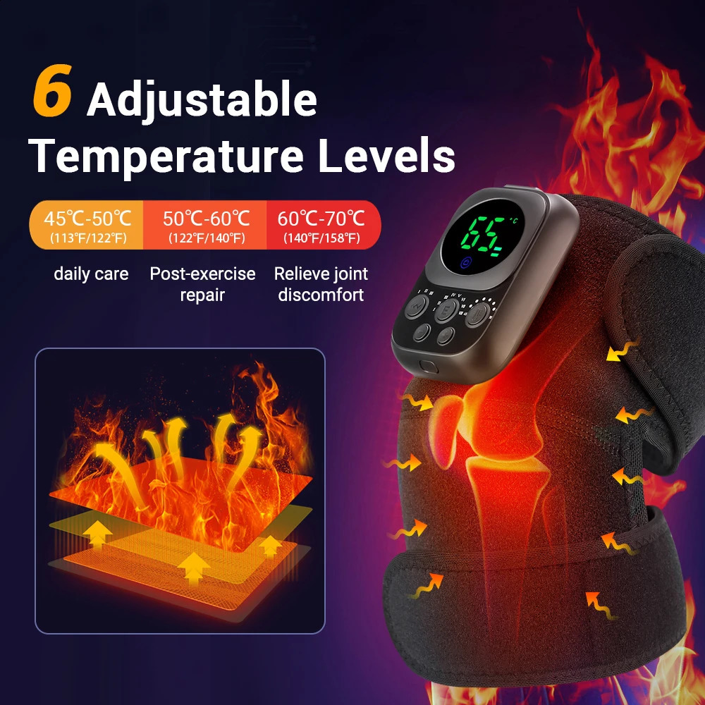 Electric Heating Shoulder Knee Massager Brace Joint Vibration Arthritis Pain Support Belt LED Detachable Controller With APP Use 241224