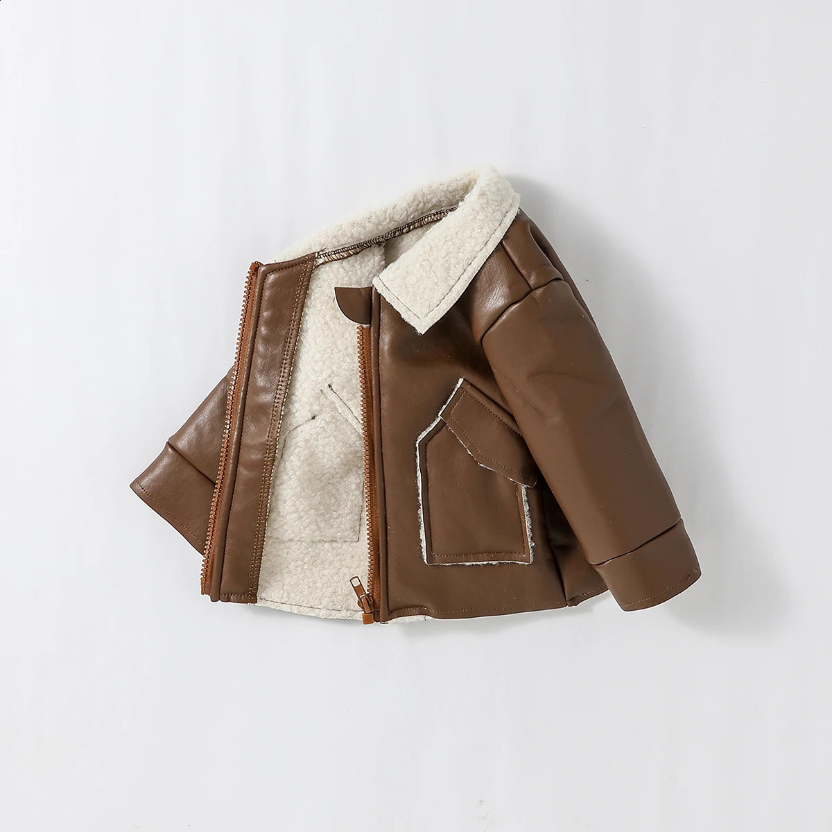 Fall/Winter g Baby Boys Long Sleeve Leather Jacket Coat For Cool Fashion Style Clothing 1-3Y 241223