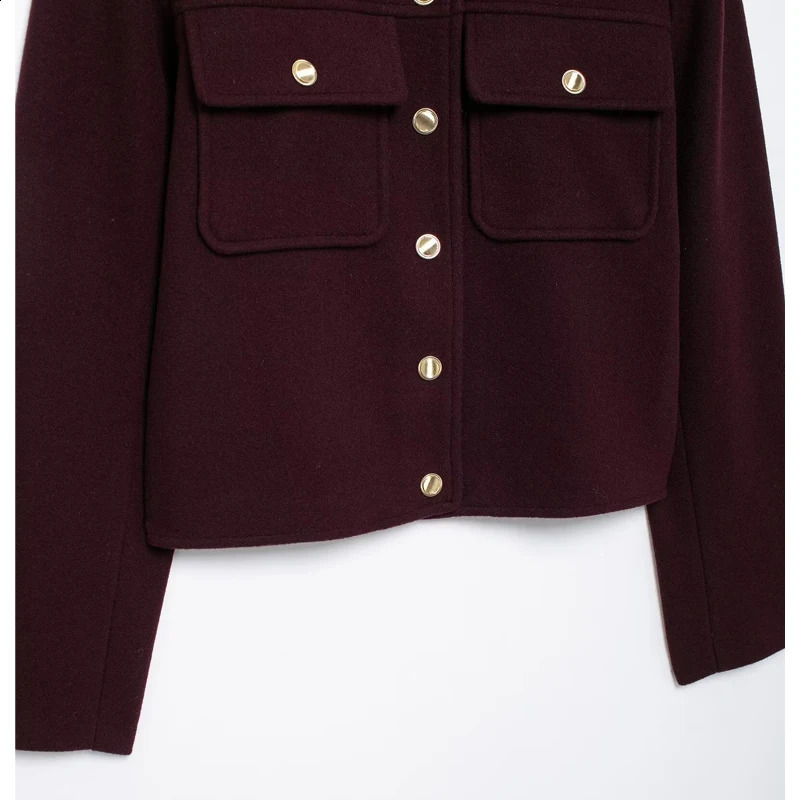 TRAF Tweed Cropped Jacket Women Plush Bomber Jackets for Women Long Sleeve Womens Jacket Soft Winter Coat Female Outerwear 241217