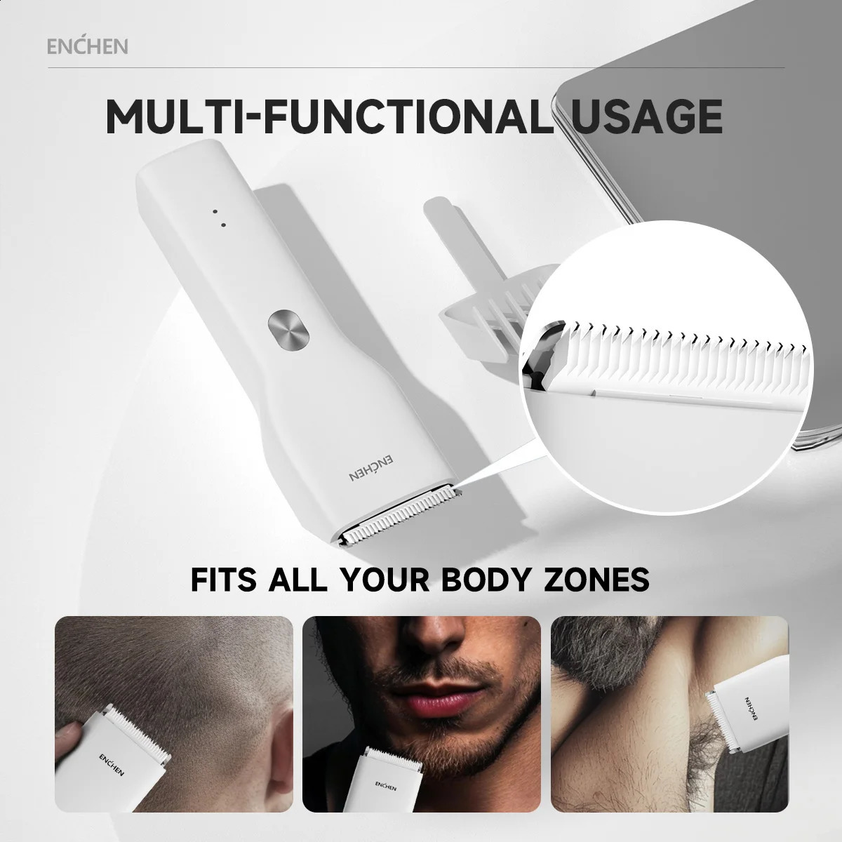 ENCHEN Hair Trimmer Hair Clipper Electric Hair Cutting Machine Professional Cordless Type-C Charging Ceramic Home Use - Boost 241224