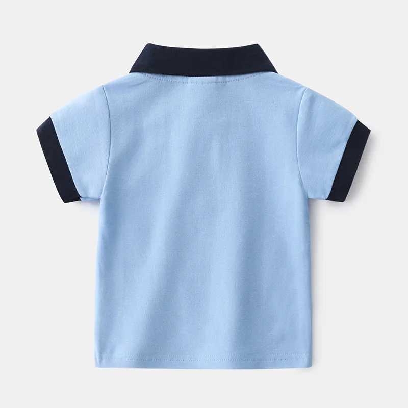 Summer boys short sleeved casual cotton contrasting striped T-shirt childrens printed polo shirt 3-8 years optional W241223