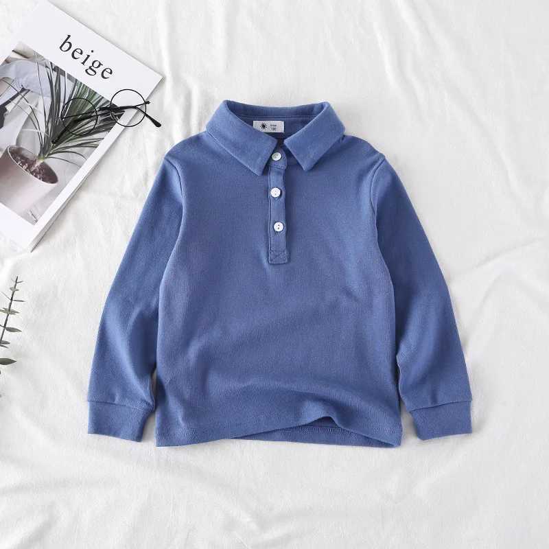 Spring and Autumn Childrens Polo Shirt Pure Cotton Collar Boys Shirt 1-8Y Childrens Baby Long Sleeve Underwear W241223
