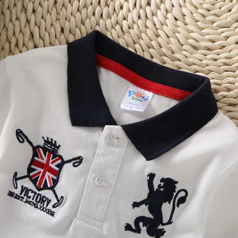 Summer cotton polo childrens top baby boy sports polo shirt collar breathable fabric T-shirt fashionable clothing for children aged 2-14 W241223