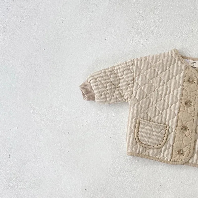 Korean Baby Kids Vintage Rhombus Double Layer Jacket Autumn Winter Boys Girls Cotton Padded Parka Children Warm Quilted Coat 241223