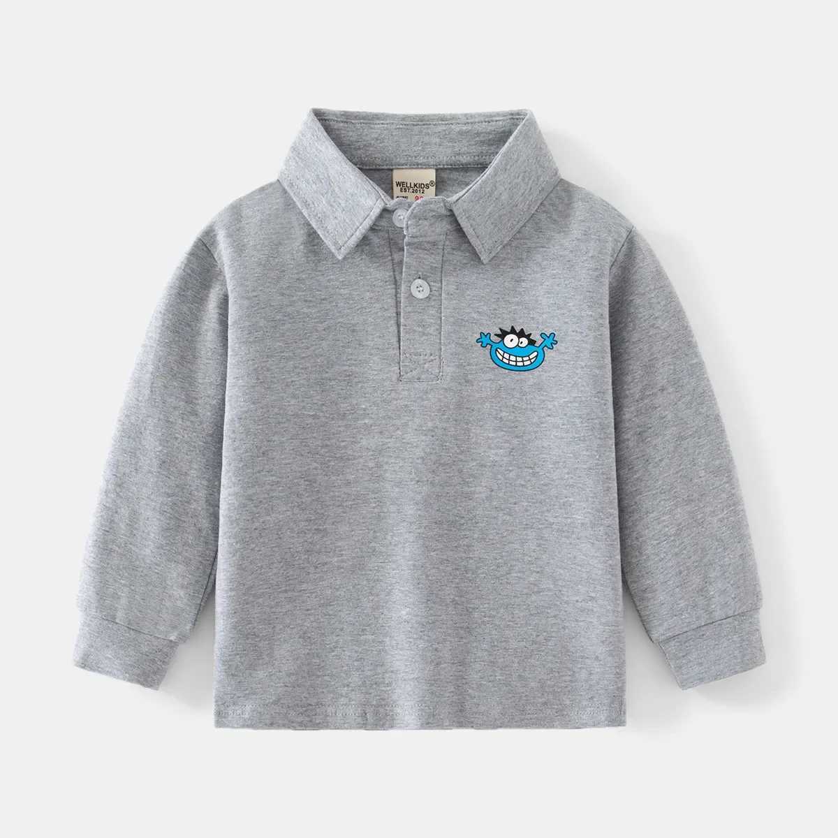 Spring and Autumn boys long sleeved casual cotton printed T-shirt childrens loose polo shirt 3-8 years old 4 colors W241223