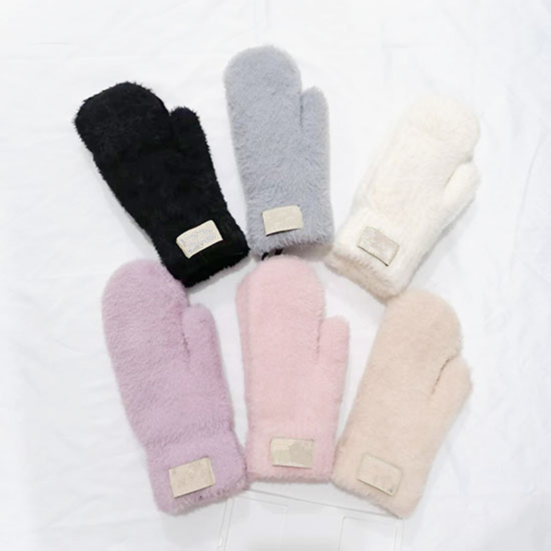 Imitation Rabbit Velvet Mittens Gloves Warm Cycling Driving Fashion Women Winter Warm Knitted Outdoor Glove 6 Colors
