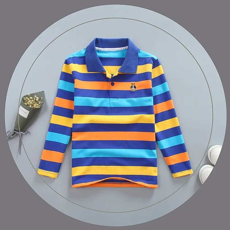 Boys polo shirt childrens clothing top colorful striped collar autumn long sleeved polo shirt W241223