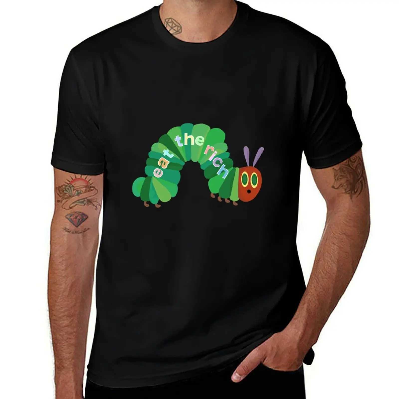 Eating hungry Caterpillar T-shirts short sleeved T-shirts hippie clothing flat Korean fashion white T-shirts W241223