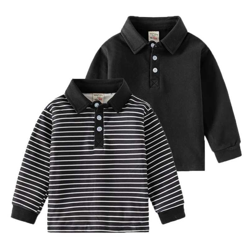 Boys Polo Shirt 2024 Spring/Autumn Childrens Polo Long Sleeve Top Boys Colorful Striped Childrens Sports Shirt Youth T-shirt W241223