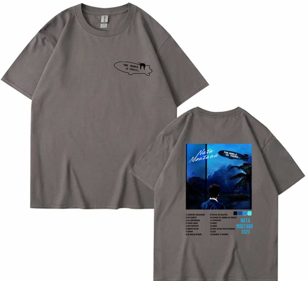 Natanael Cano Tumbados Tour T-shirt Nata Montana Album Merc Cotton Summer Short sleeved Black T-shirt Mens Flat W241223