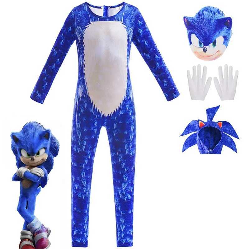 Cosplay Halloween Childrens Costume Sonic Sonik Sonic Jumpsuit Cosplay Anime Role-playing Suit S2412241