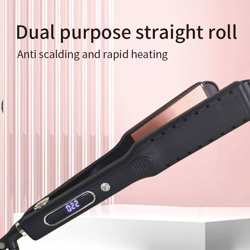 Hair Straightener Professional Ceramic Flat Iron Negative Ion Wide Plate Temperature Adjustable Straightening Iron 241224