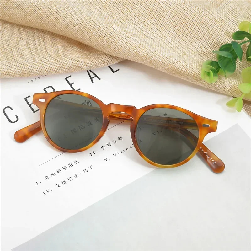Peck Vintage Polarized Sun Glasses OV5186 Clear Frame Sunglasses Men Women OV 5186 Gafas Oculos with case 241223
