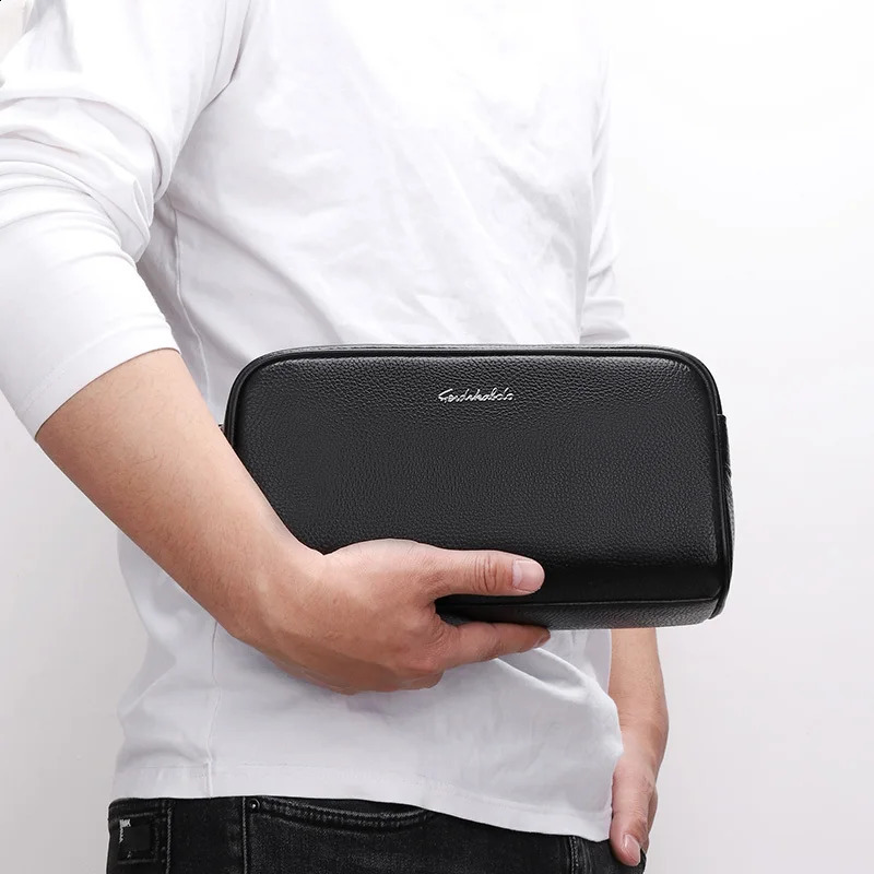 Genuine Leather Wallet For Men Male Real Cowhide Men Long Zipper Slim Clutch Wallets Purse With Card Holder Phone Bag calfskin 241224