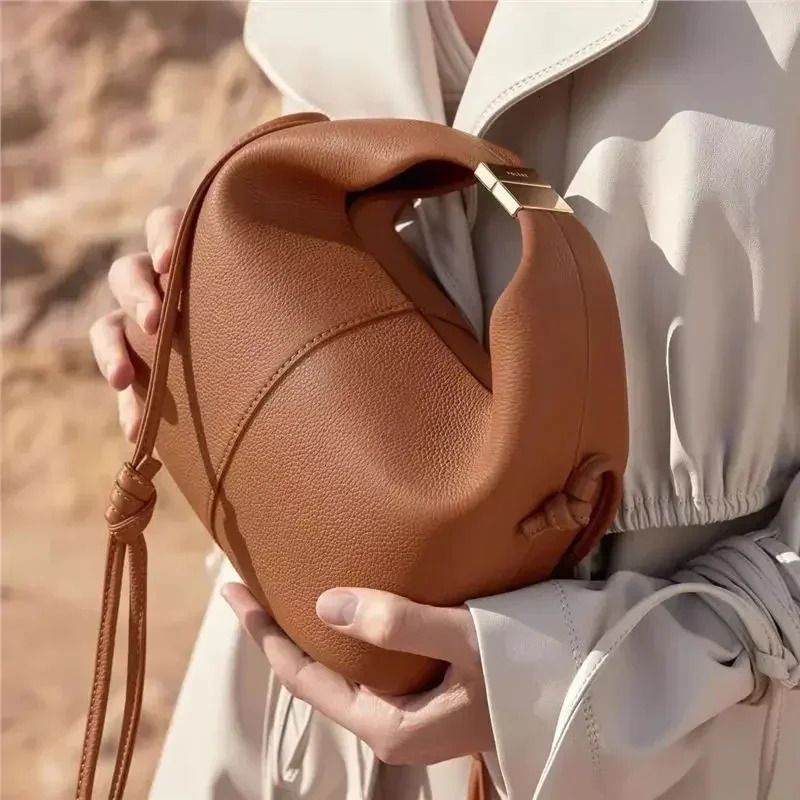French Genuine Leather Bento Lunch for Women - Single Shoulder hot Crossbody Handbag, Cloud Bag Design