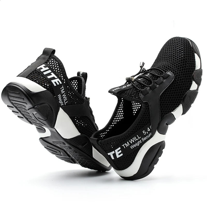 steel toe work safety shoes lightweight breathable reflective casual sports shoes anti perforation womens protective boots 241223