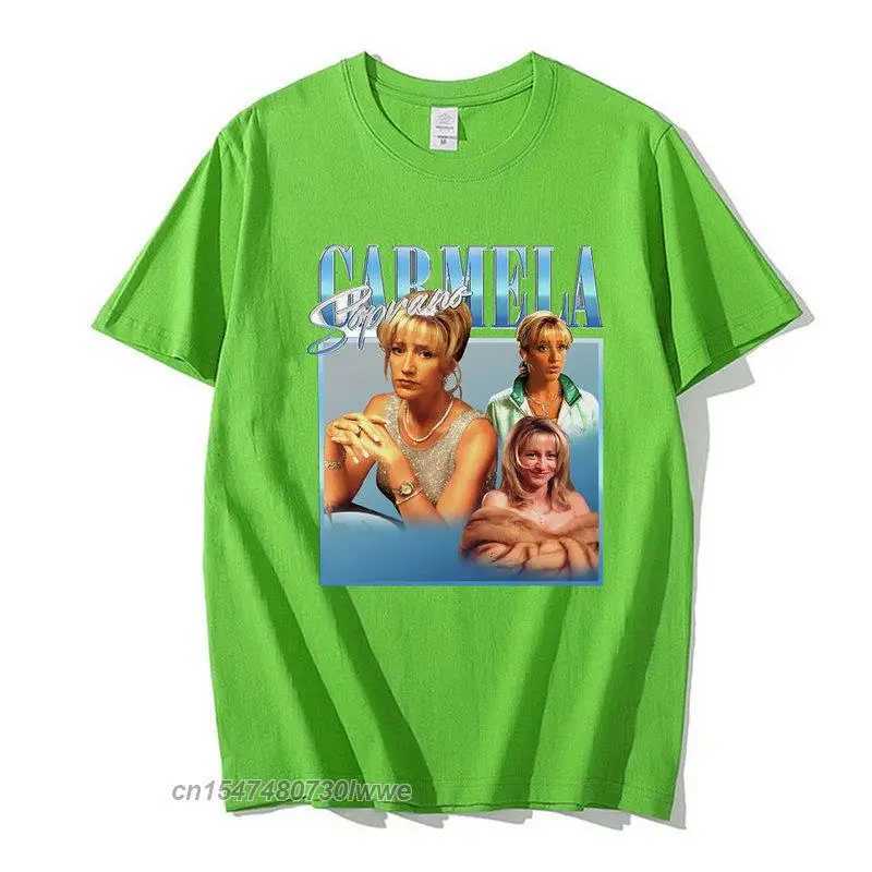 Carmela Soprano Classic Harajuku Simple Personalized Printed Wild 00% Cotton Loose Mens Sports T-shirt Hip Hop W241223