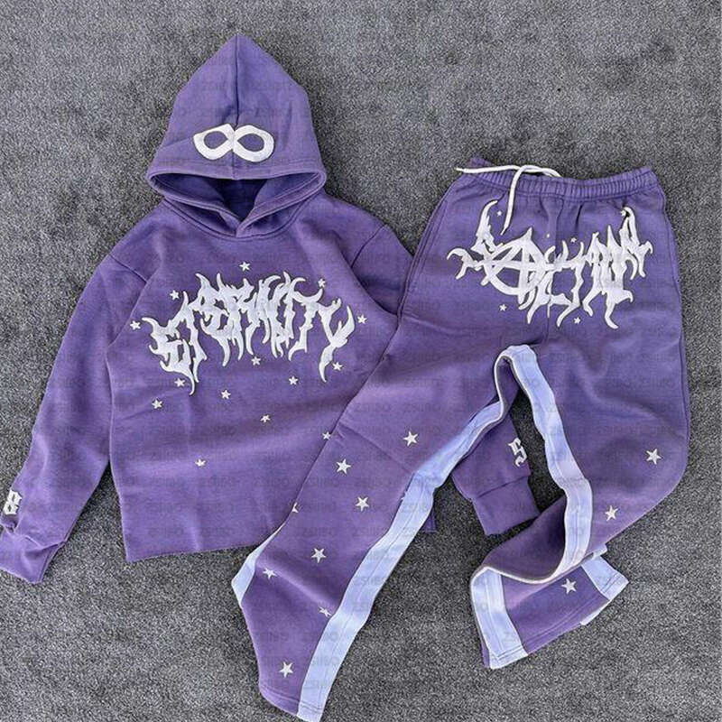 Haruku Printed Pattern Long Sleeved Hooded Sweatshirt Women Y2K Aesthetic Fashion Street Jacket Men's Casual Top Clothing