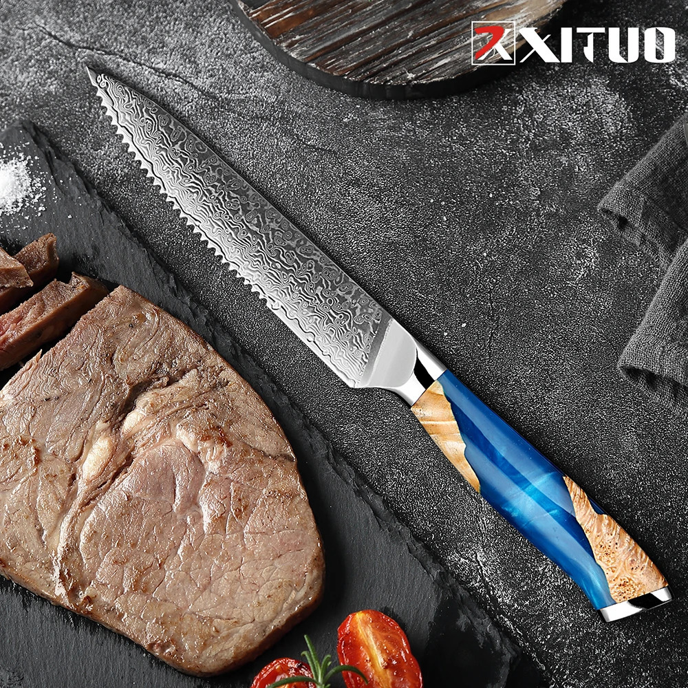 Steak Knife Sharp Grilled Steak Knife Set 5-inch Damascus Steel Steak Knife Set Professional Straight Edge Kitchen Table Knife 241223
