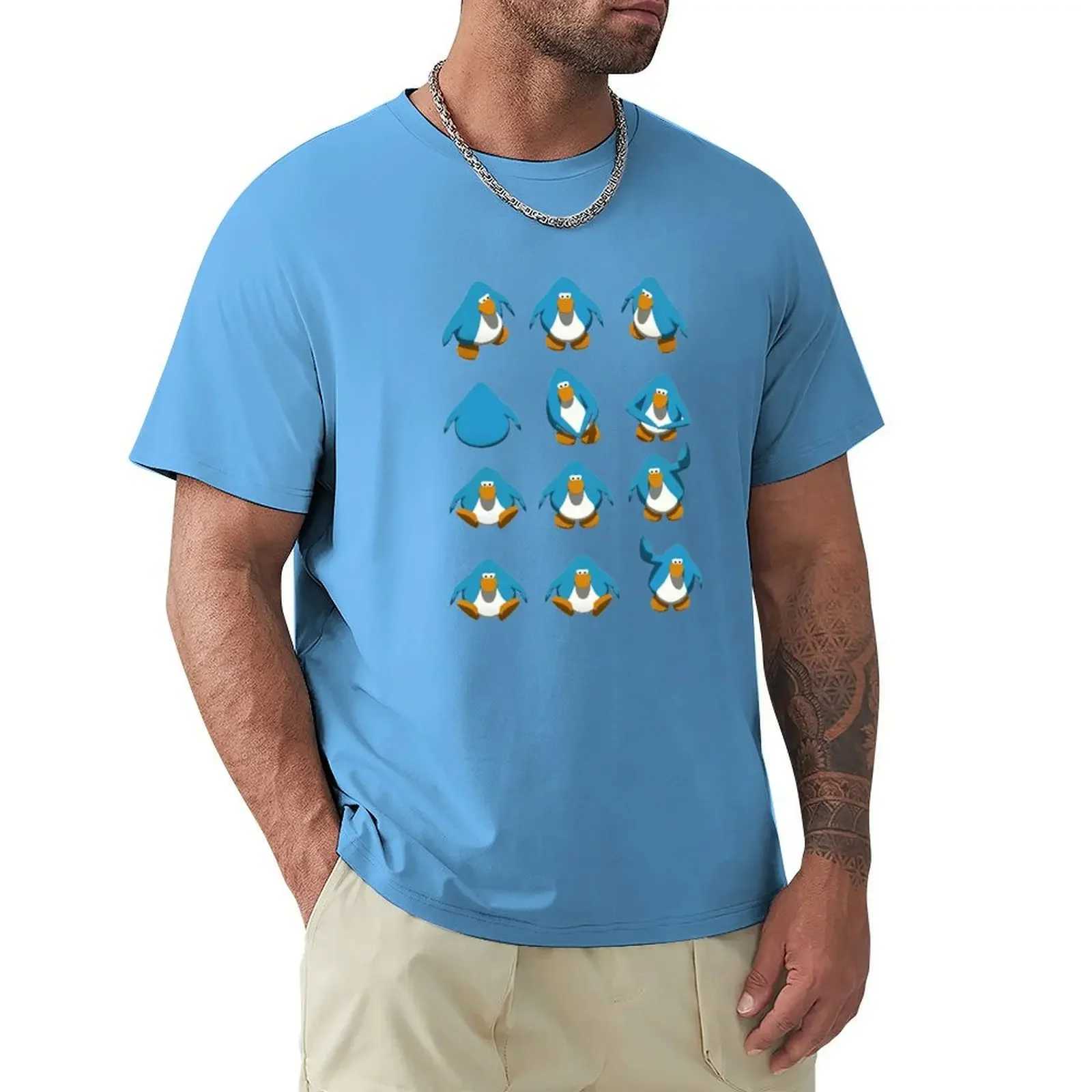 Ordinary oversized mens T-shirt casual style club penguin default dance T-shirt street mens clothing harajuku W241223