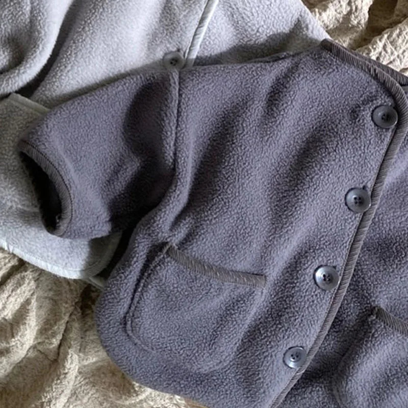 2025 Winter Baby Long Sleeve Plus Velvet Thick Coat Infant Girl Solid Casual Cardigan Jacket Toddler Boy Warm Fleece Tops 241223