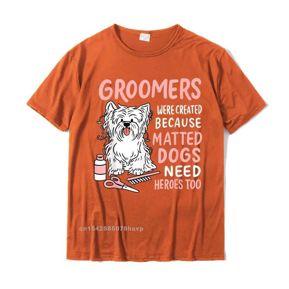 Matted Dogs Need Heroes Too Funny Dog Groomer T-shirt Cotton Printed T-shirt Mens Flat Top T-shirt Customization W241223