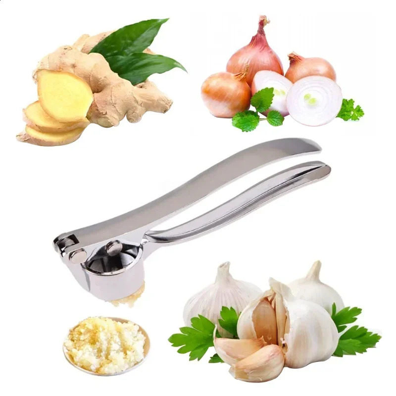Garlic press grinder kitchen stainless steel garlic crusher extruder manual press grinding tools kitchen accessories 241223