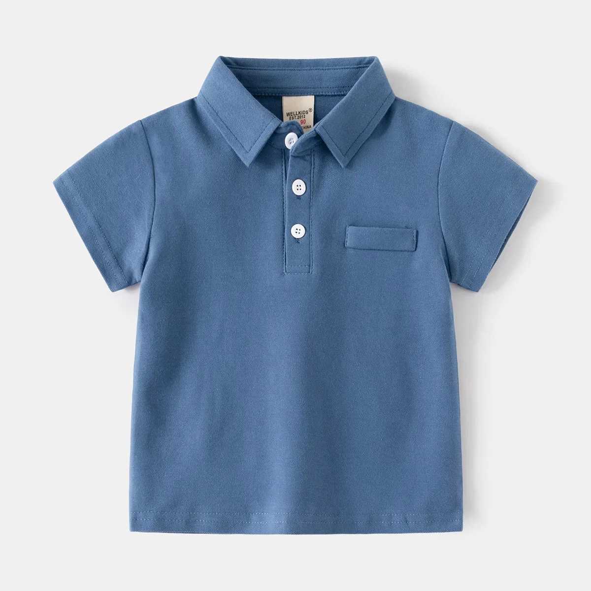 Summer boys short sleeved casual cotton solid color T-shirt childrens loose polo shirt 3-8 years to choose from 4 colors W241223