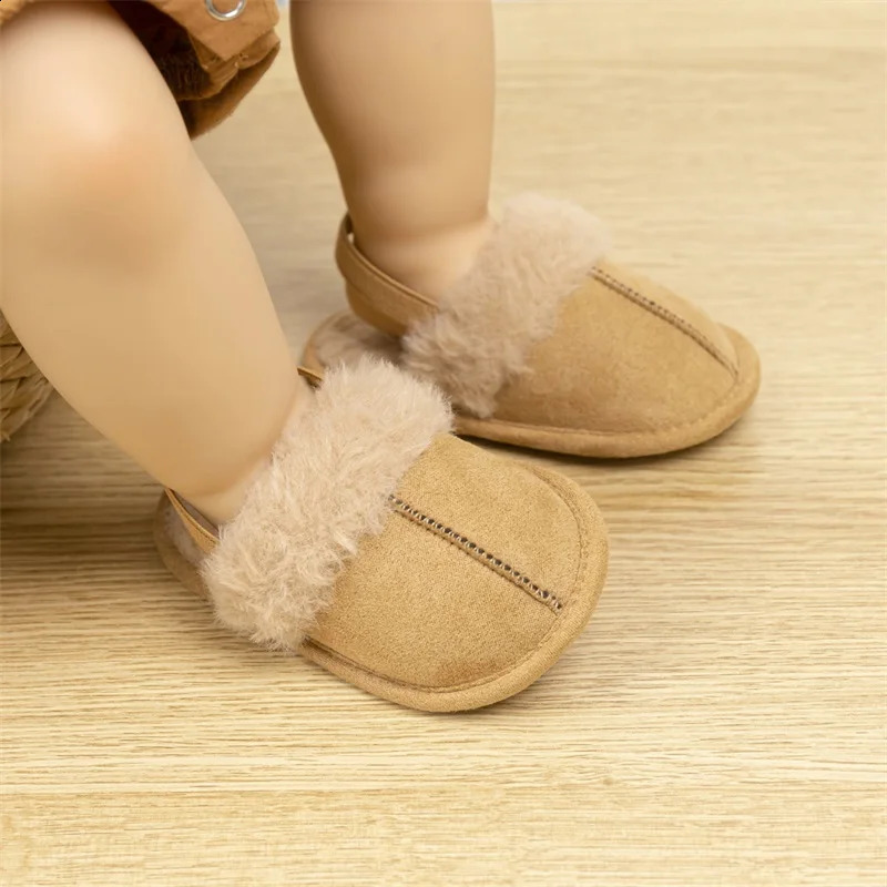 Baby Girls Sandals Cute Plush Patchwork Princess Flats Casual Walking Shoes for born Infant Toddler 241223
