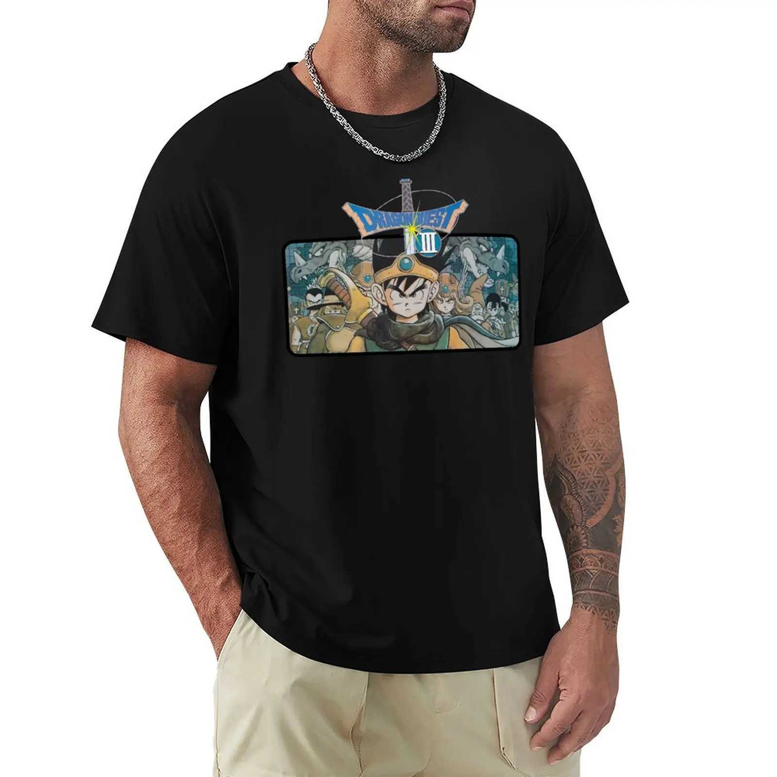 Dragon Quest 3 Famicom Cover Art T-shirt Cheap Things Fast Drying Anime Boys White Pure White T-shirt Men W241223