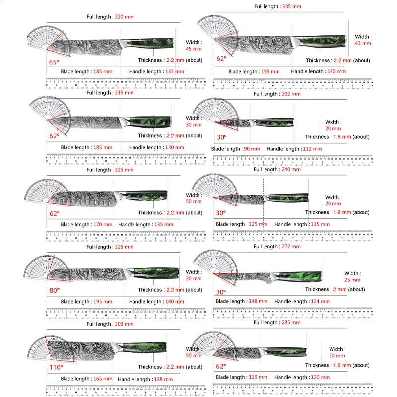 Kitchen knife stainless steel chef slicing practical knife super sharp Santoku breadcrumbs grinding knife resin handle cooking tool 241224