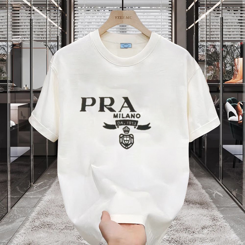 Mens Cotton T-Shirts - Casual Short Sleeve Couple Tees Classic Letter Print Plus Size S-3XL Summer Fashion Clothing