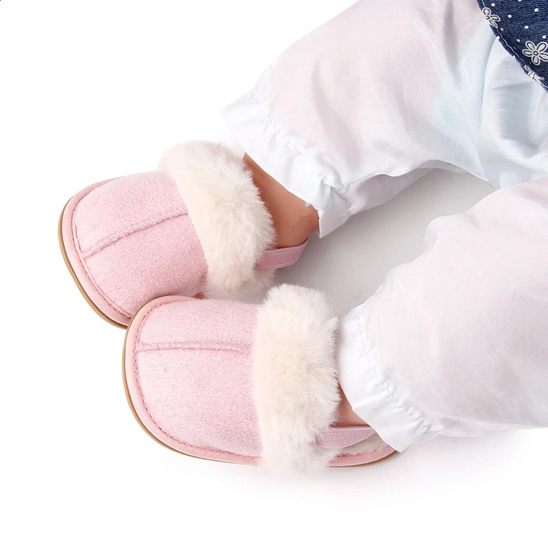 Fluffy Baby Slides Slippers Soft Plush Warm Non Slip House Shoes for Toddlers Boys Girls Winter Indoor Outdoor 241223